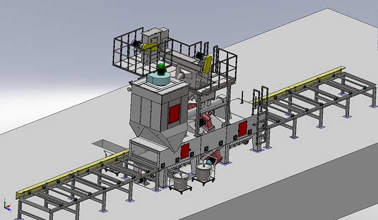 小型型材结构件辊道通过式抛丸清理机